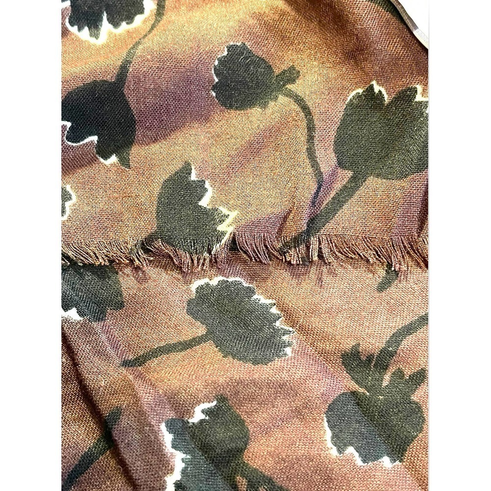 Loft Black Roses Floral Scarf Wrap Women's Black Cherry OS - Picture 7 of 10